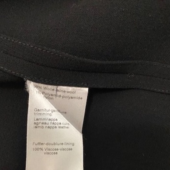 Akris Wool Leather Accent Black Blazer Size 10 - Picture 10 of 11